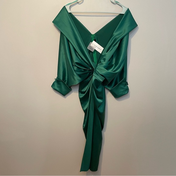 Acob A Porter Draped Midi Dress Emerald Wolf & Badger - Picture 4 of 11